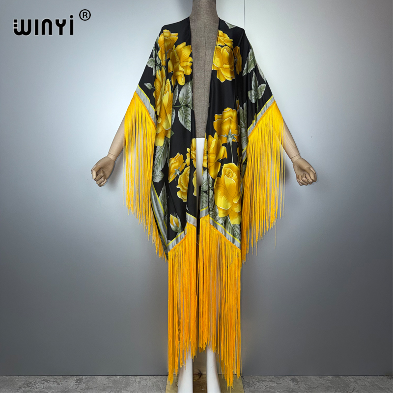 Cover Up Kaftan - WINYI 아프리카 키모노 커버업 보헤미아 프린트