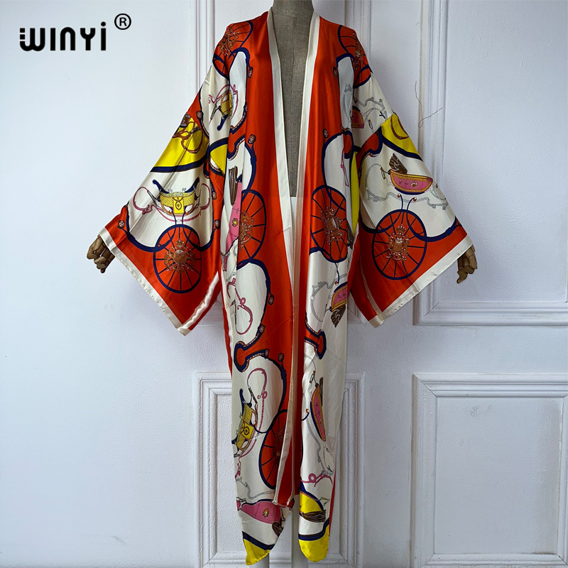 Cover Up Kaftan - WINYI 보헤미안 프린트 기모노 여름 가디건