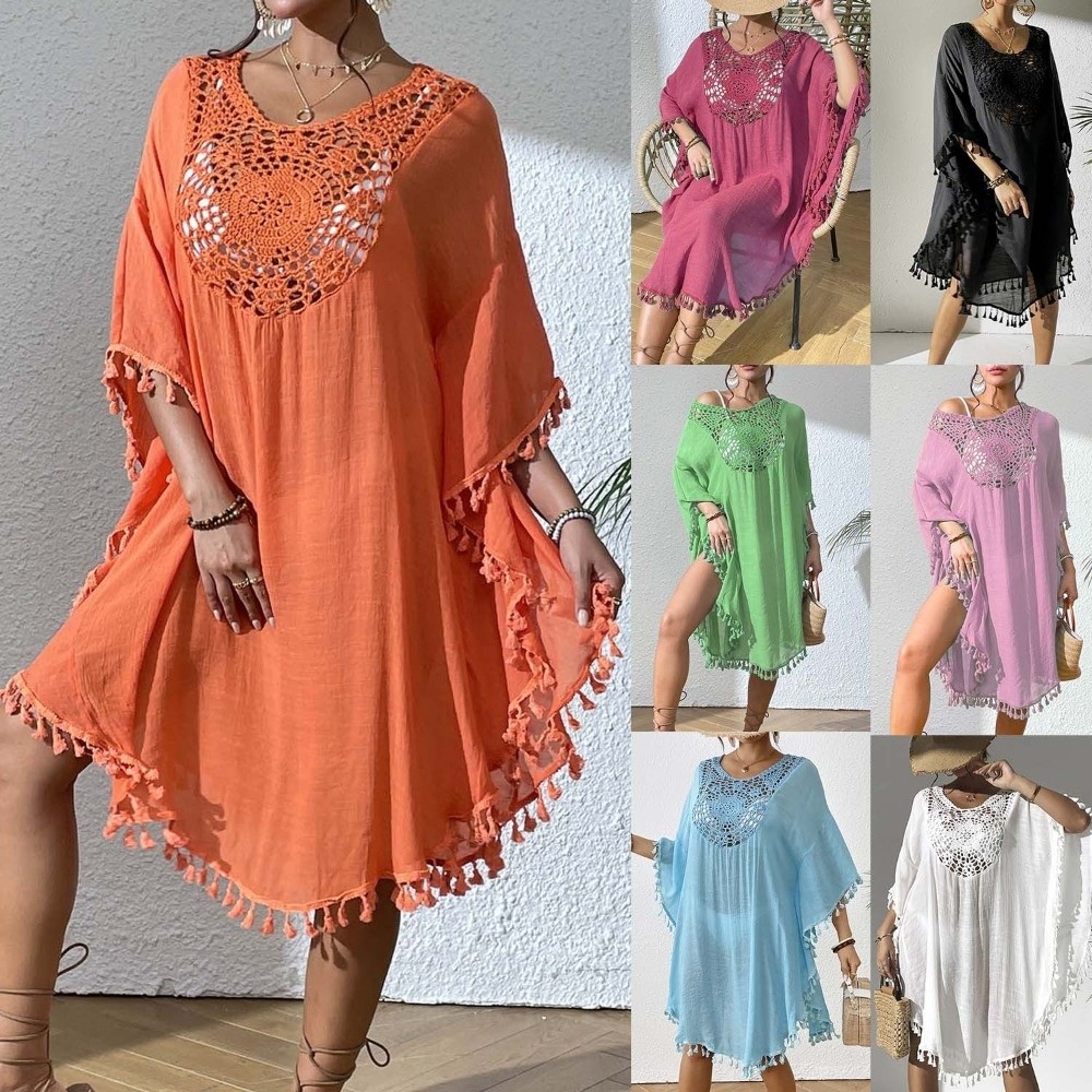 Cover Up Kaftan - 스퀘어넥 여름 자외선 차단 스목 홀터넥