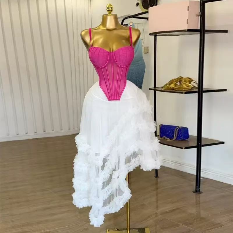 여성 드레스 세트 튜닉 언밸런스 크롭탑과 언밸런스 볼  - Crop Top Crochet 리뷰 및 가격