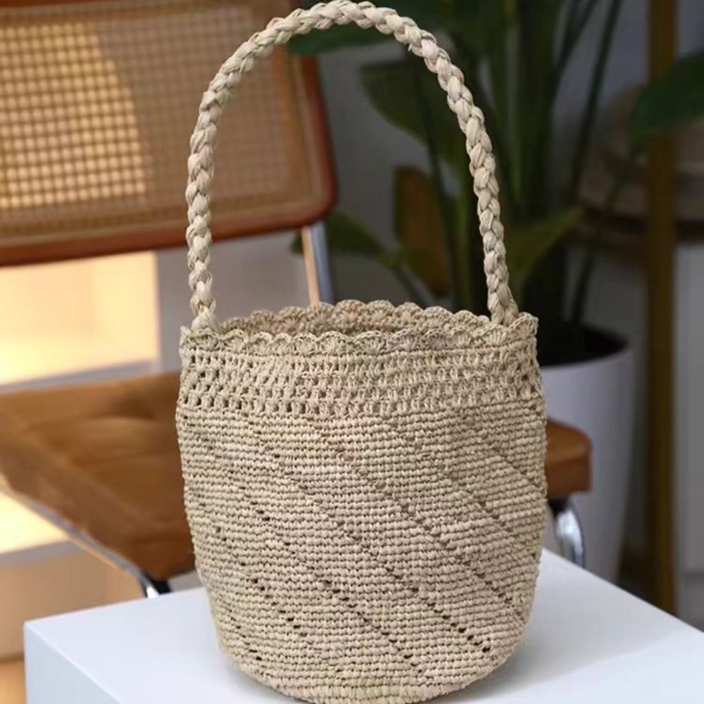 수제 크로 셰 뜨개질 밀짚 양동이 가방 보헤미안 라피아 - Crochet Bag Raffia 리뷰 및 가격