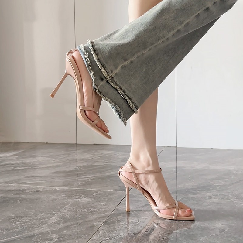 스틸레토 샌들 여성 샤 원 워드 스트랩 스퀘어 토 하이 - Sandal Strappy Heeled 리뷰 및 가격