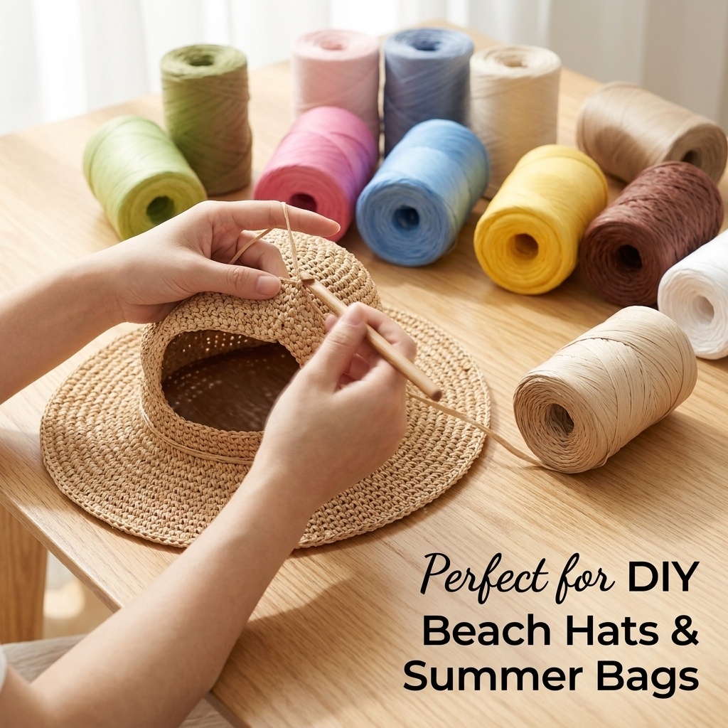 150m DIY 천연 종이 라피아 원사 부드러운 짚 뜨 - Crochet Bag Raffia 리뷰 및 가격