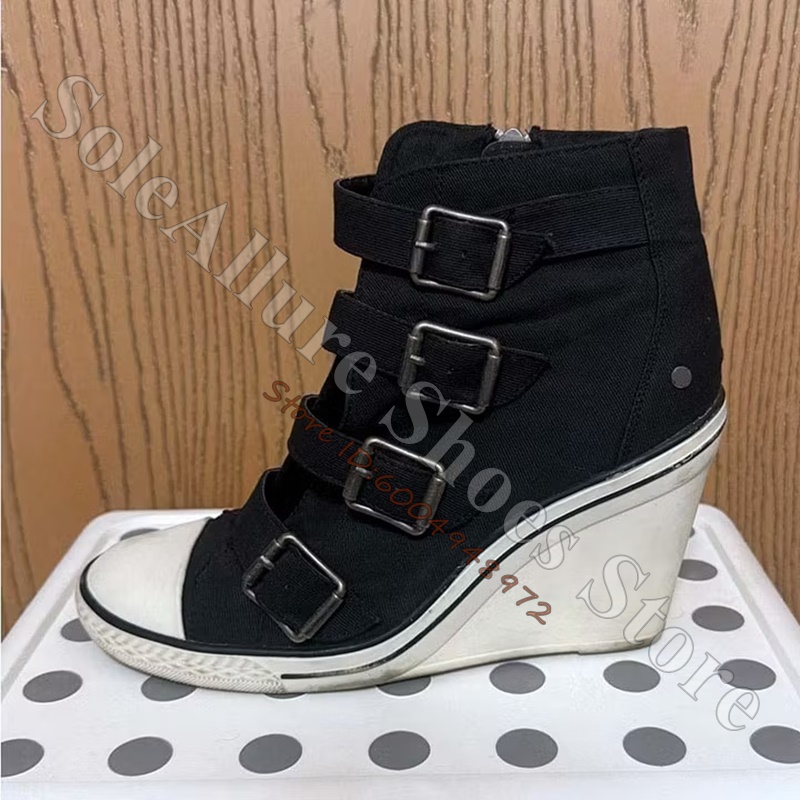 그레이 멀티 버클 하이탑 웨지 스니커즈 빈티지 토캡 히 - Wedge Espadrille Women 리뷰 및 가격